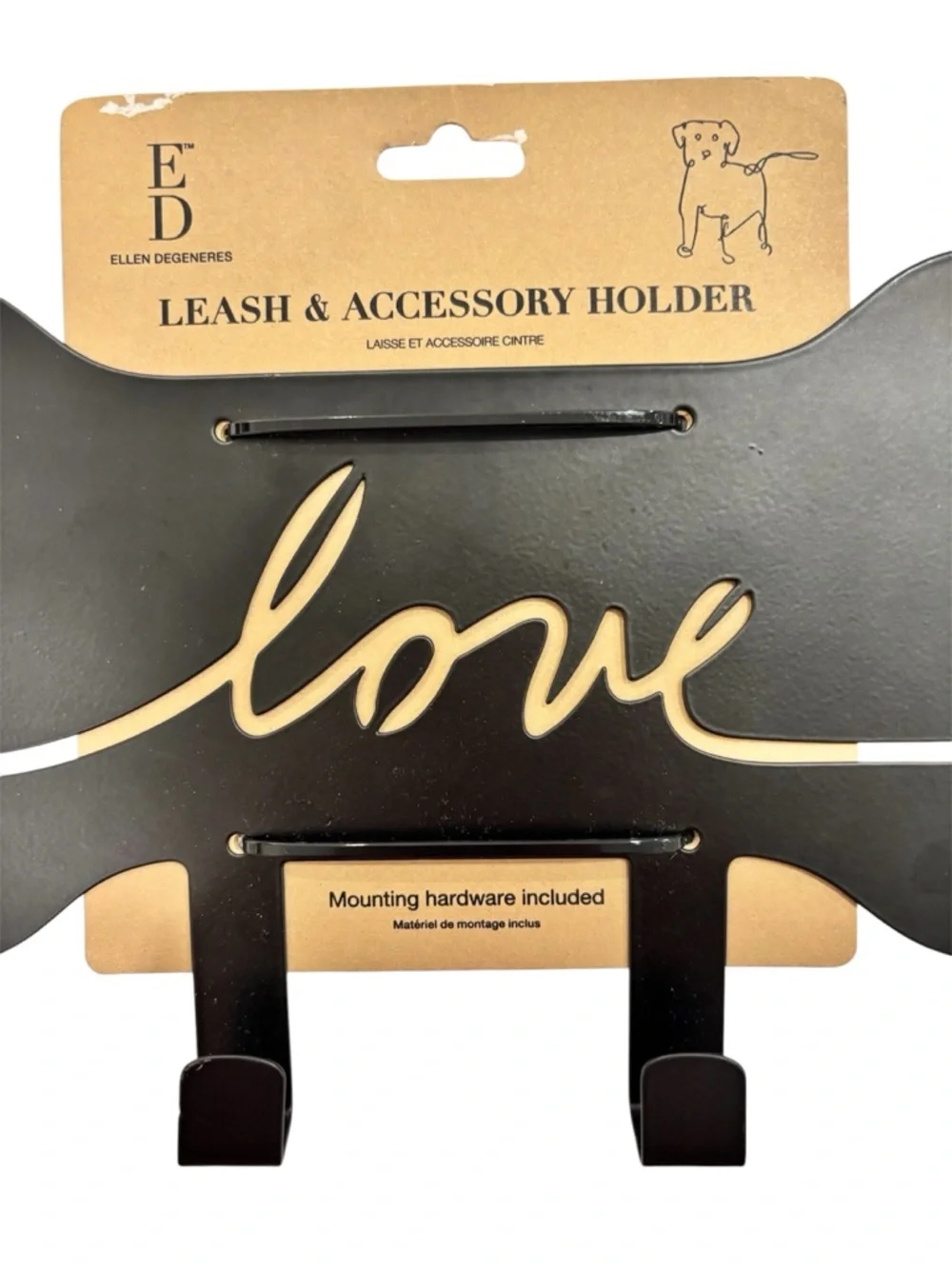 Ellen Degeneres Black 'Love' Bone Leash & Accessory Holder